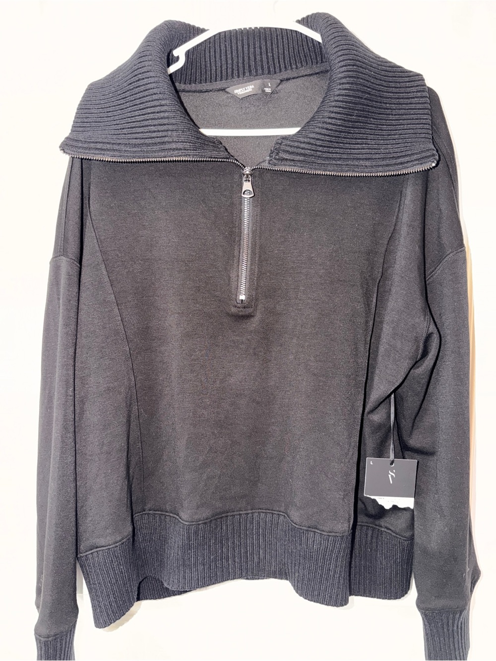 Simply Vera Vera Wang Black Ribbed Half-Zip Turtleneck Sweater